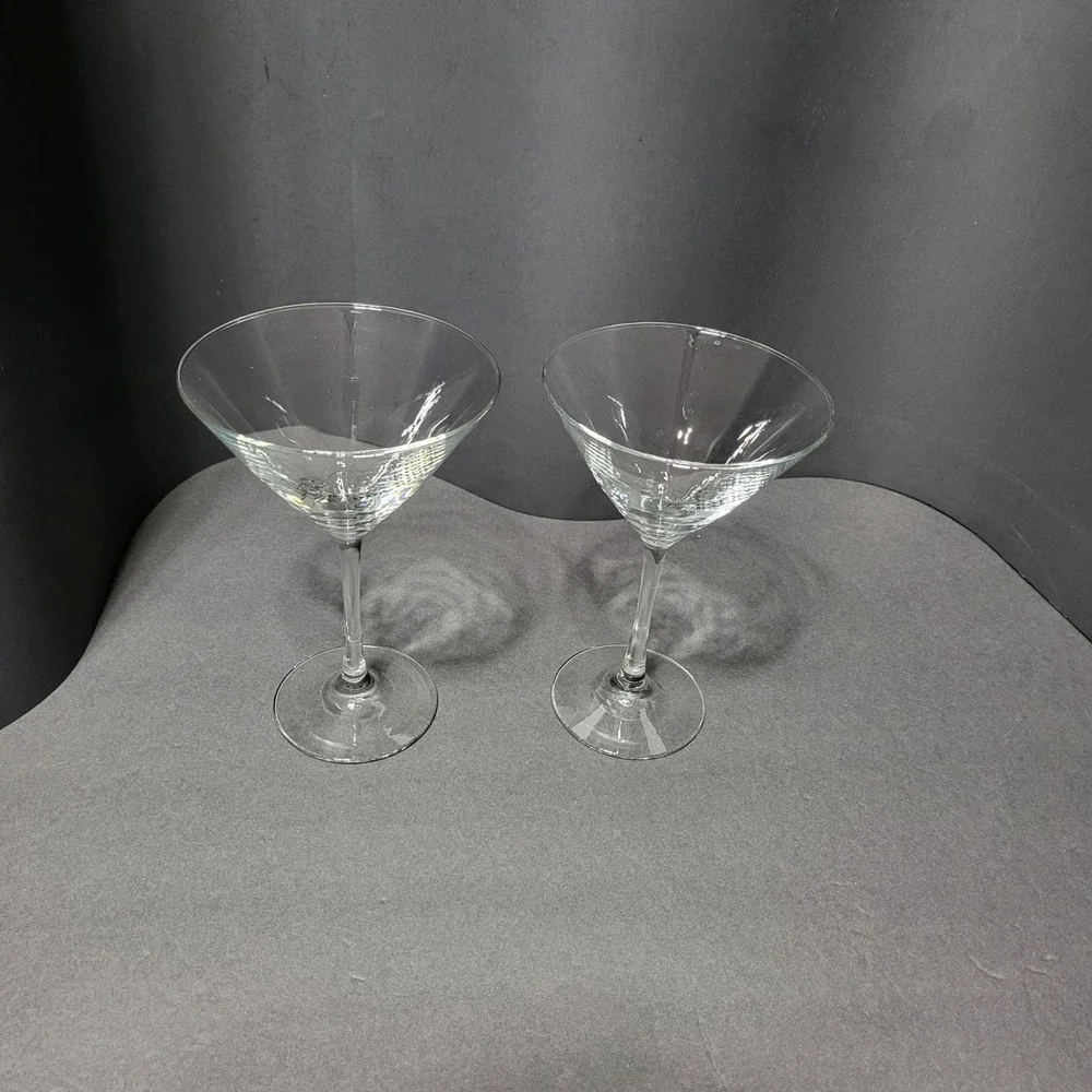 Set of 2 Badda-Bing Sioux City Iowa Martini Glasses Clear Novelty Barware 7.25in